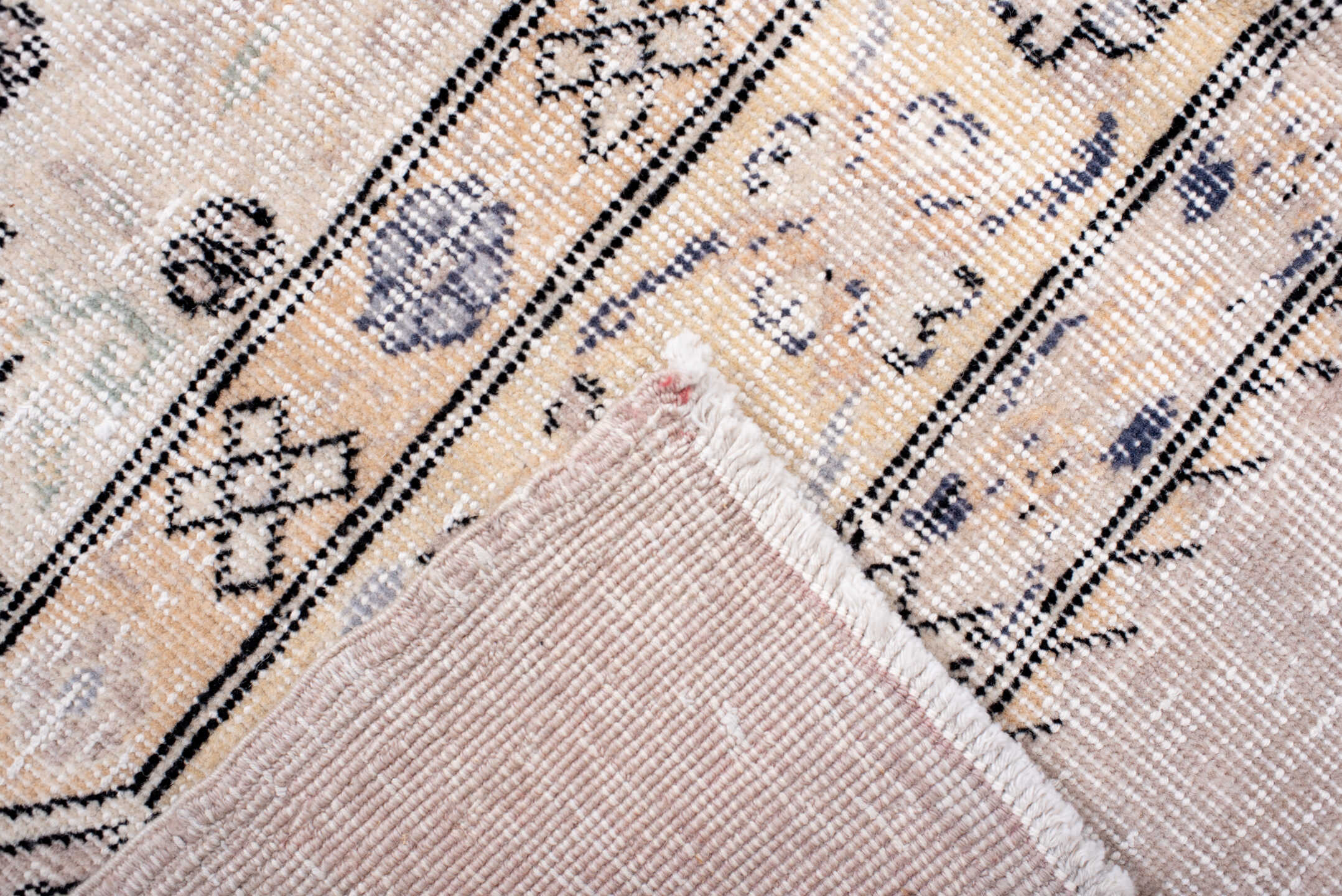 8' x 10' one-of-a-kind handmade vintage Sparta large size rug. Color palette: blush, ivory, charcoal, taupe, cream, slate