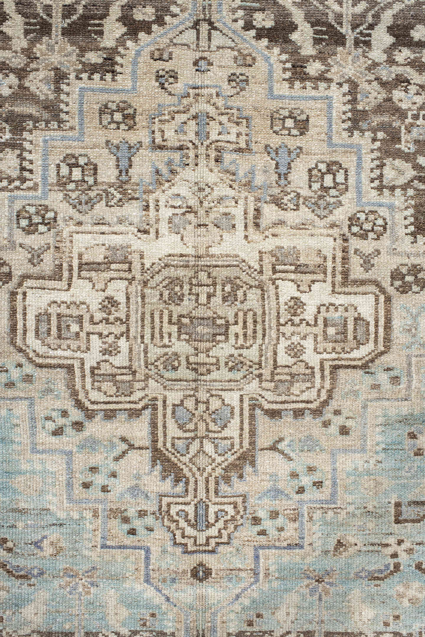 4' x 6' one-of-a-kind handmade vintage Hamadan small size rug. Color palette: ivory, brown, sky blue, taupe, camel, slate