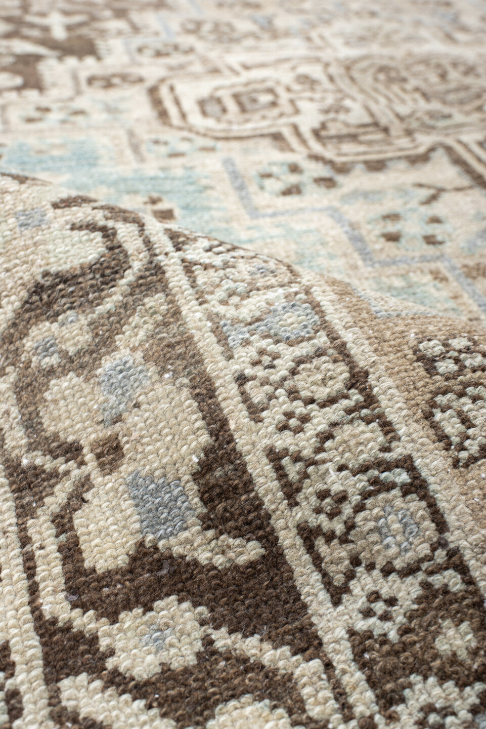 4' x 6' one-of-a-kind handmade vintage Hamadan small size rug. Color palette: ivory, brown, sky blue, taupe, camel, slate