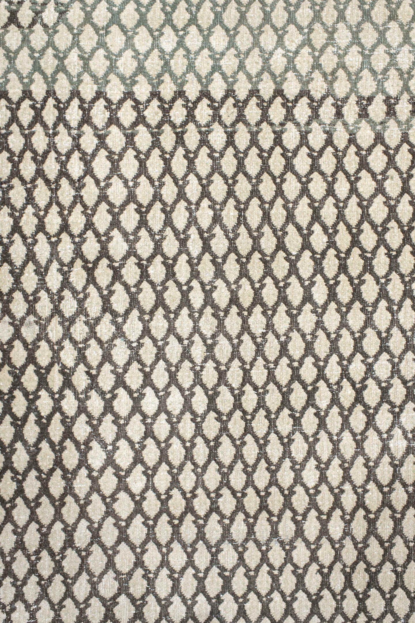 7' x 10' one-of-a-kind handmade antique Mir large size rug. Color palette: ivory, charcoal, taupe, brown, cream, sage, gray