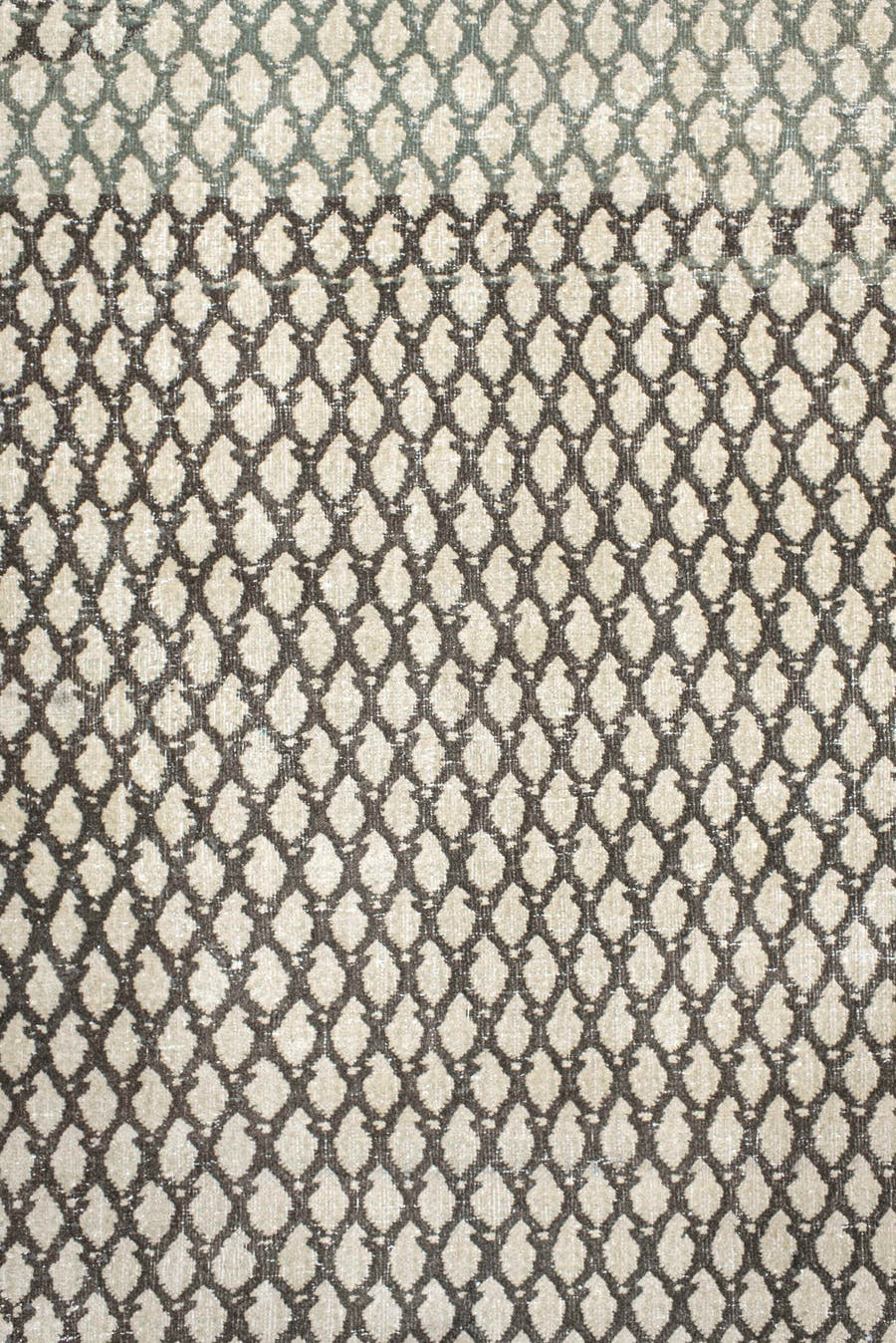 7' x 10' one-of-a-kind handmade antique Mir large size rug. Color palette: ivory, charcoal, taupe, brown, cream, sage, gray
