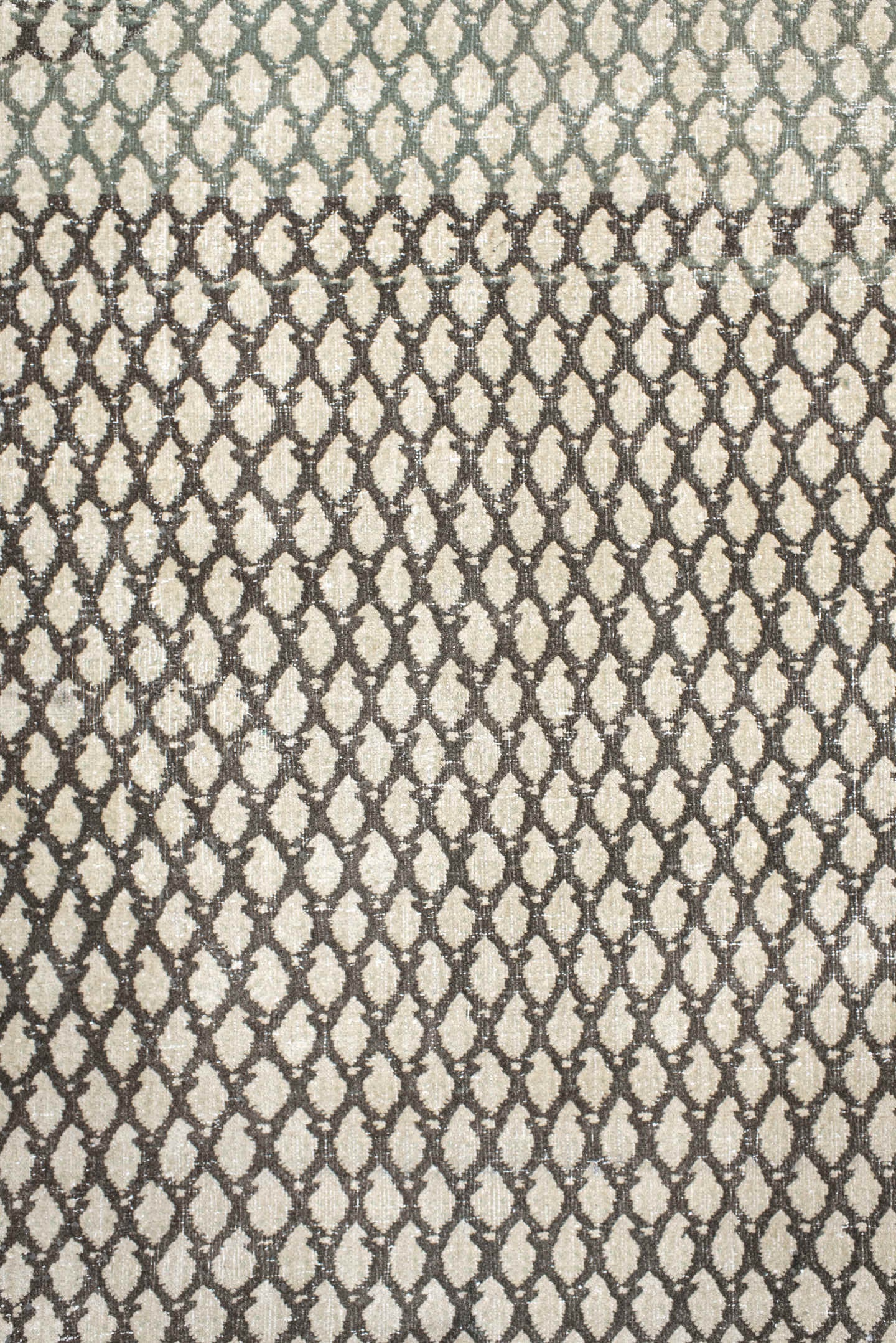 7' x 10' one-of-a-kind handmade antique Mir large size rug. Color palette: ivory, charcoal, taupe, brown, cream, sage, gray