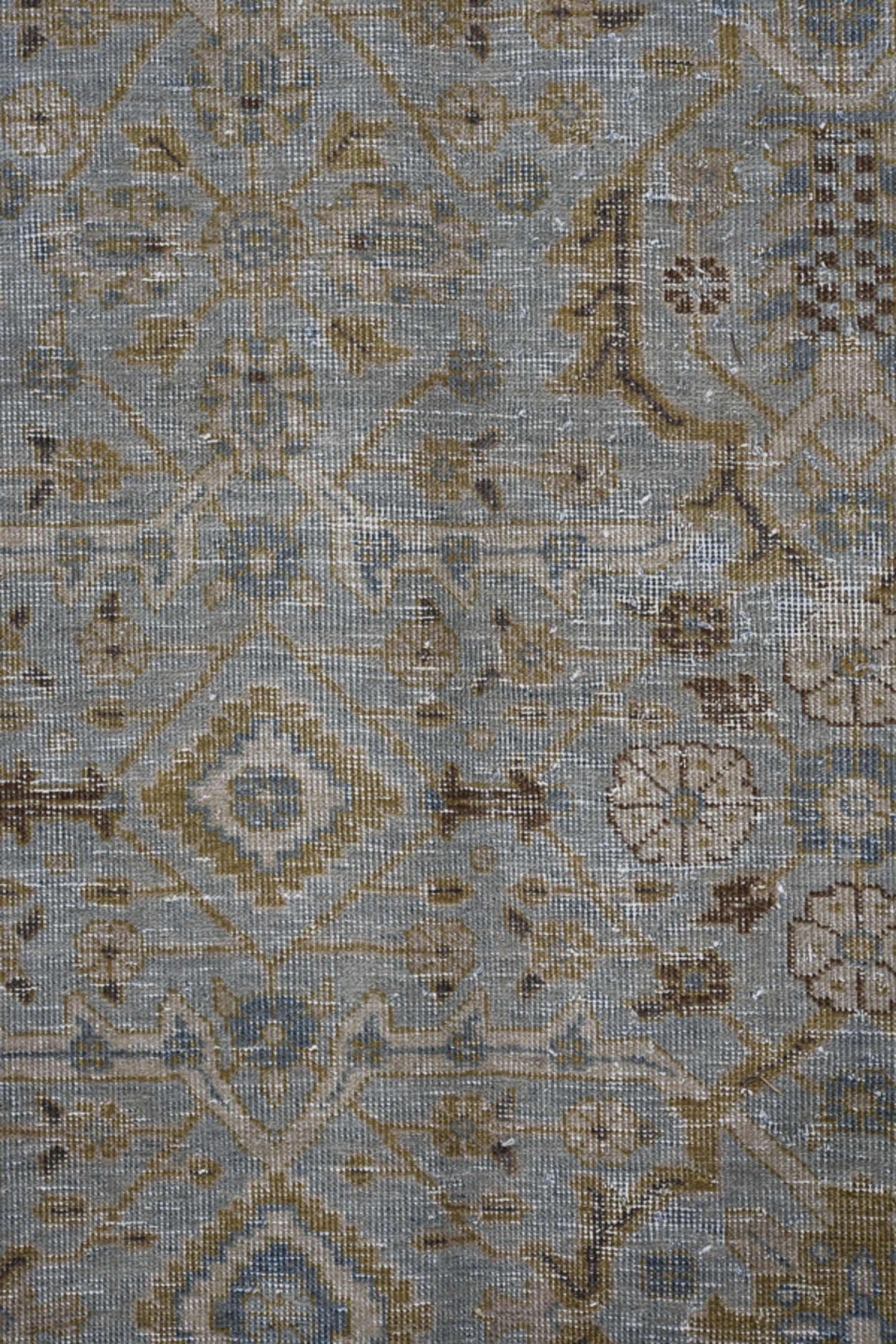 6' x 9' one-of-a-kind handmade vintage Tabriz medium size rug. Color palette: pale blue, taupe, ivory, brown, slate, camel