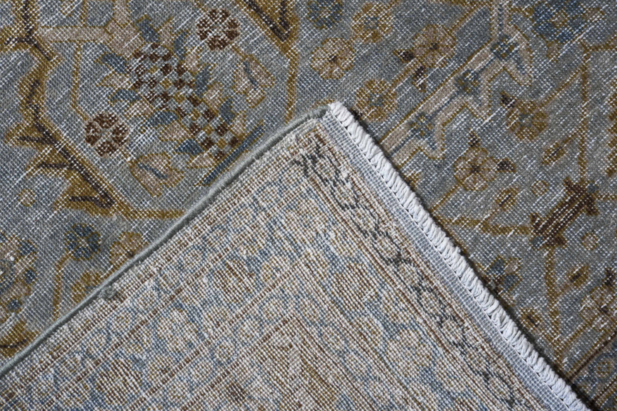 6' x 9' one-of-a-kind handmade vintage Tabriz medium size rug. Color palette: pale blue, taupe, ivory, brown, slate, camel