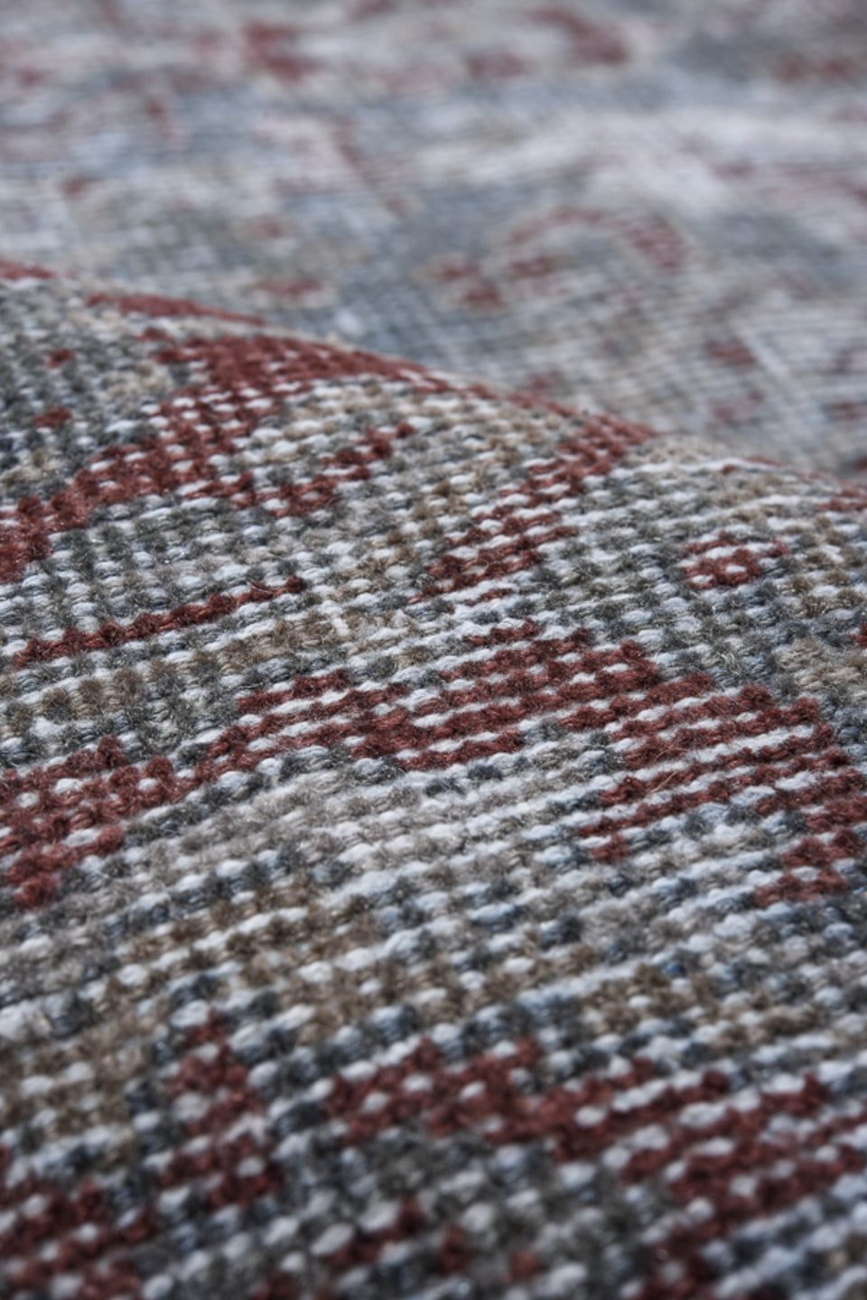 8' x 12' one-of-a-kind handmade vintage Malayer large size rug. Color palette: silver, gray, rose, burgundy, ivory, taupe