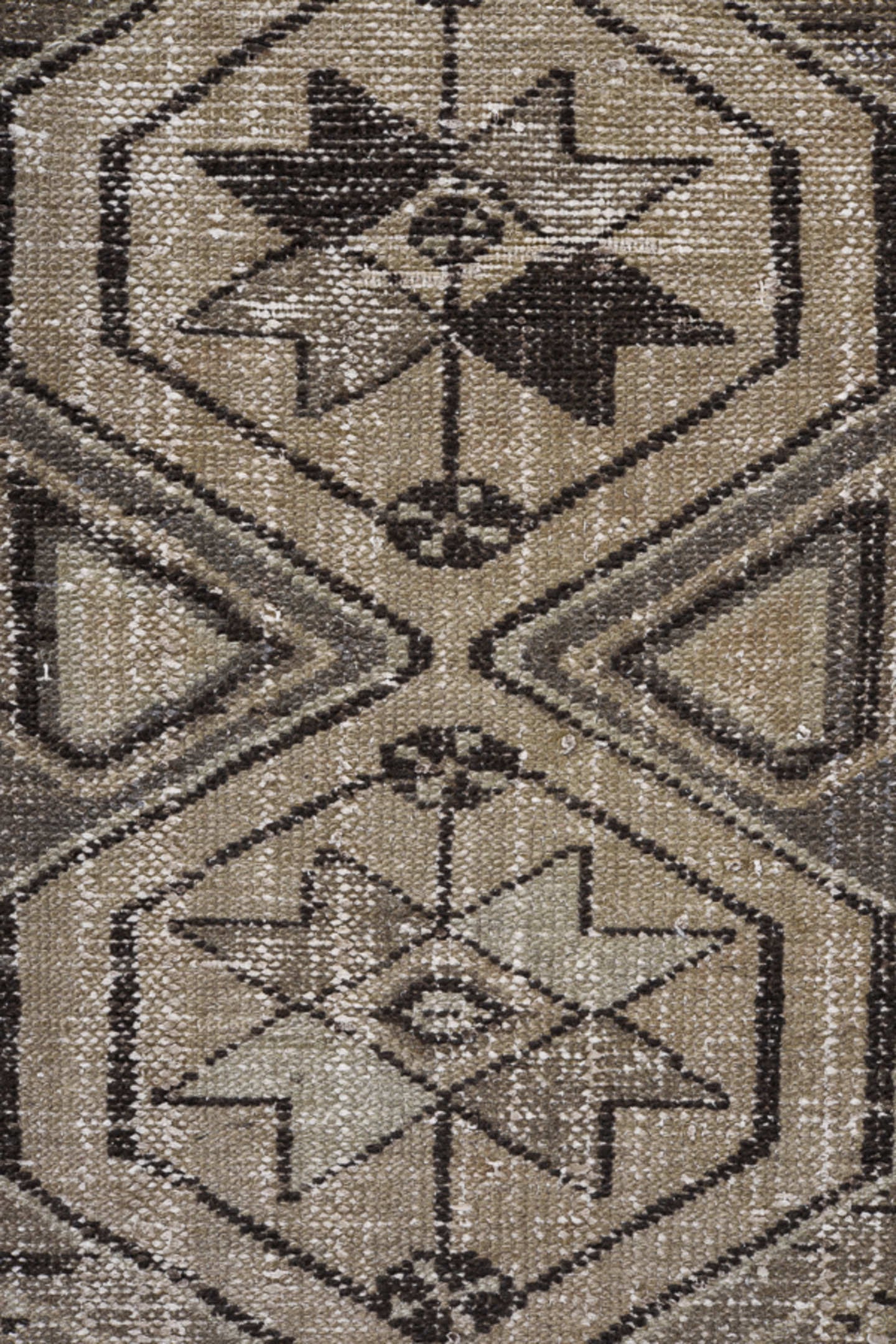 2' x 9' one-of-a-kind handmade vintage Baktiary runner rug. Color palette: taupe, ivory, charcoal, brown, beige, gray, black
