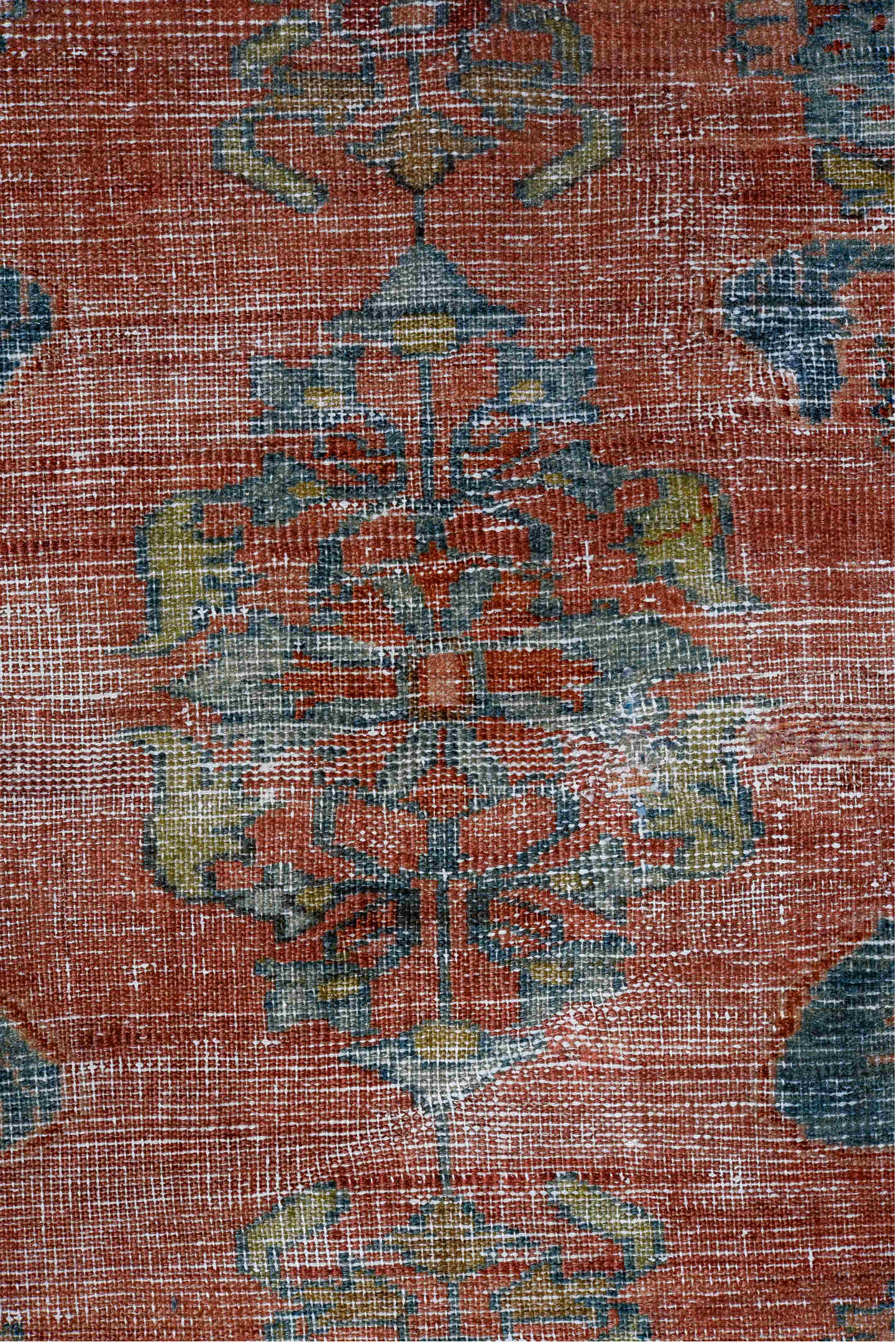 9' x 12' one-of-a-kind handmade vintage large size rug. Color palette: black, blue, brown, dim gray, gray, light blue