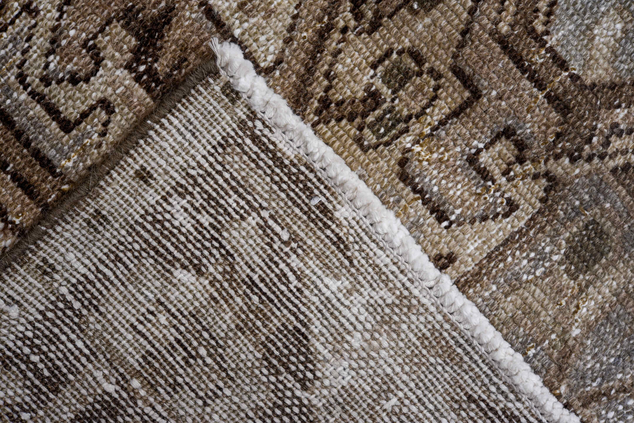 2' x 2' one-of-a-kind handmade vintage small size rug. Color palette: gray, light gray, off-white, black, silver