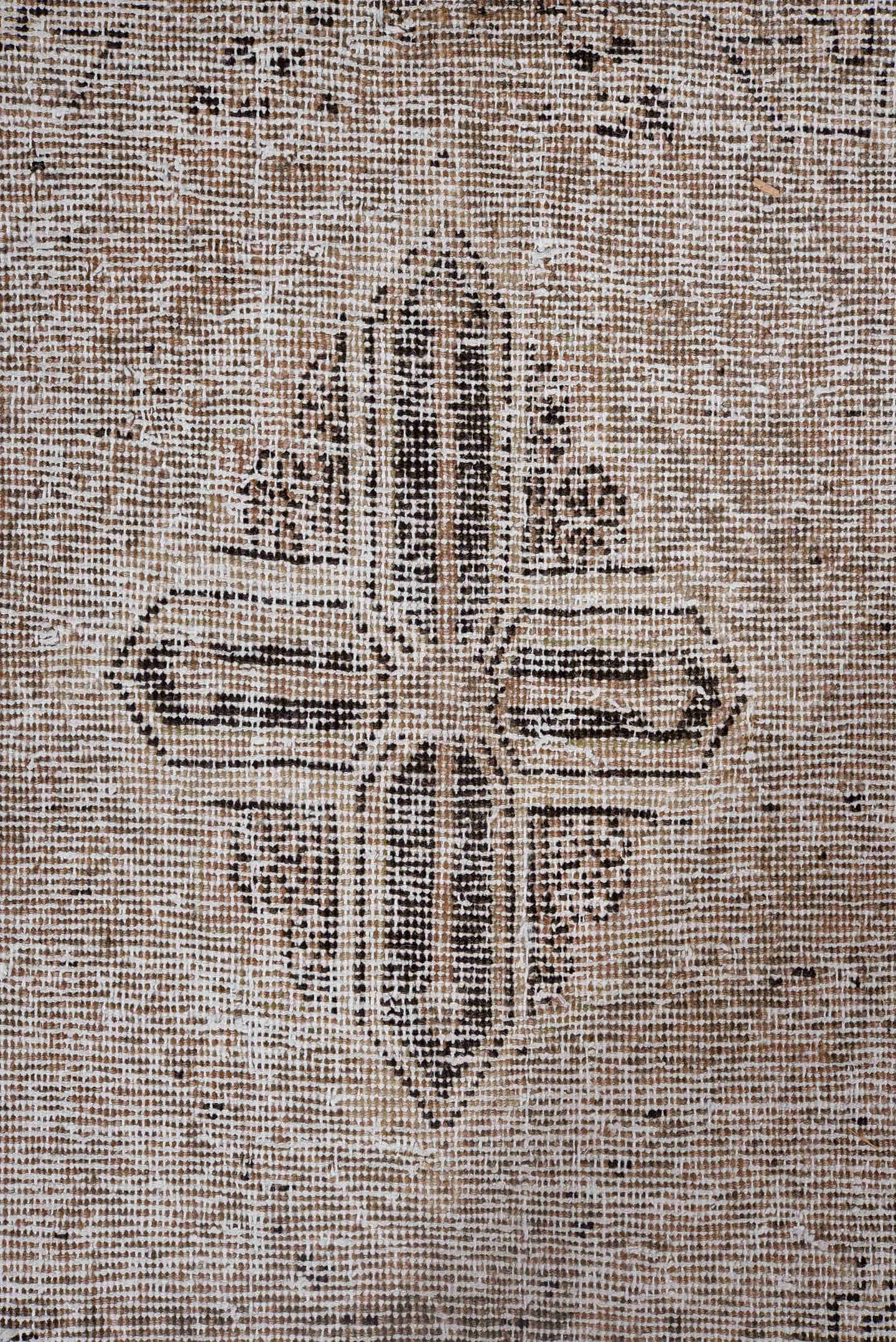 9' x 12' one-of-a-kind handmade antique Joshegan large size rug. Color palette: taupe, ivory, beige, gray, charcoal, black
