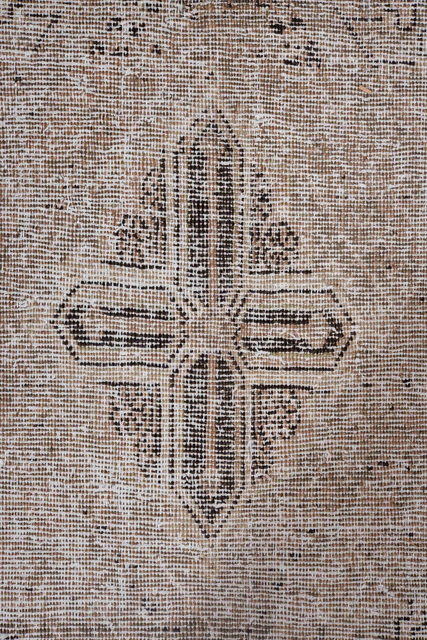 9' x 12' one-of-a-kind handmade antique Joshegan large size rug. Color palette: taupe, ivory, beige, gray, charcoal, black