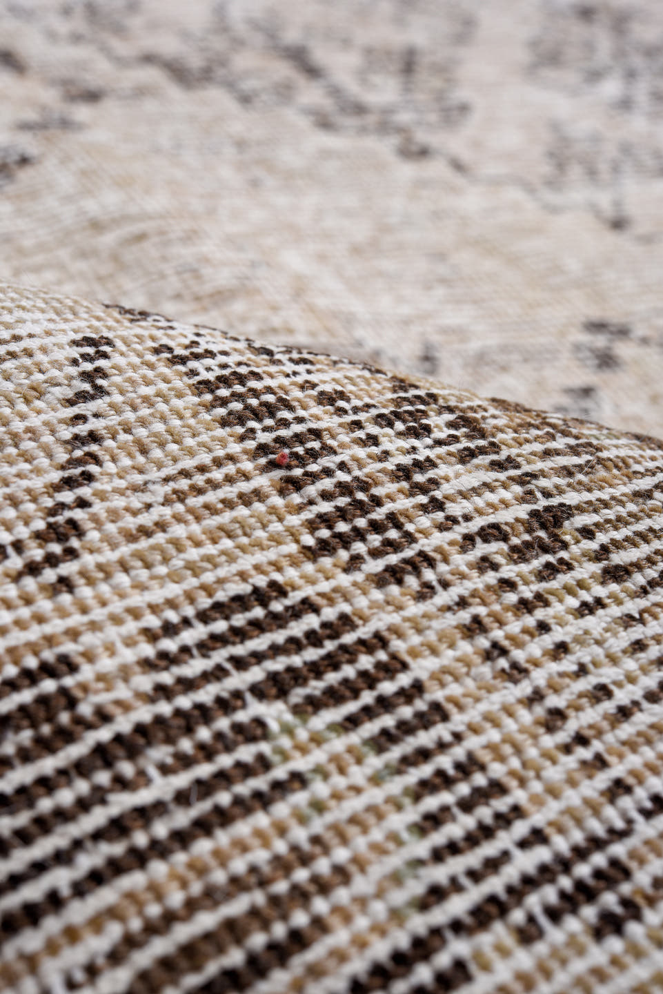 9' x 12' one-of-a-kind handmade antique Joshegan large size rug. Color palette: taupe, ivory, beige, gray, charcoal, black