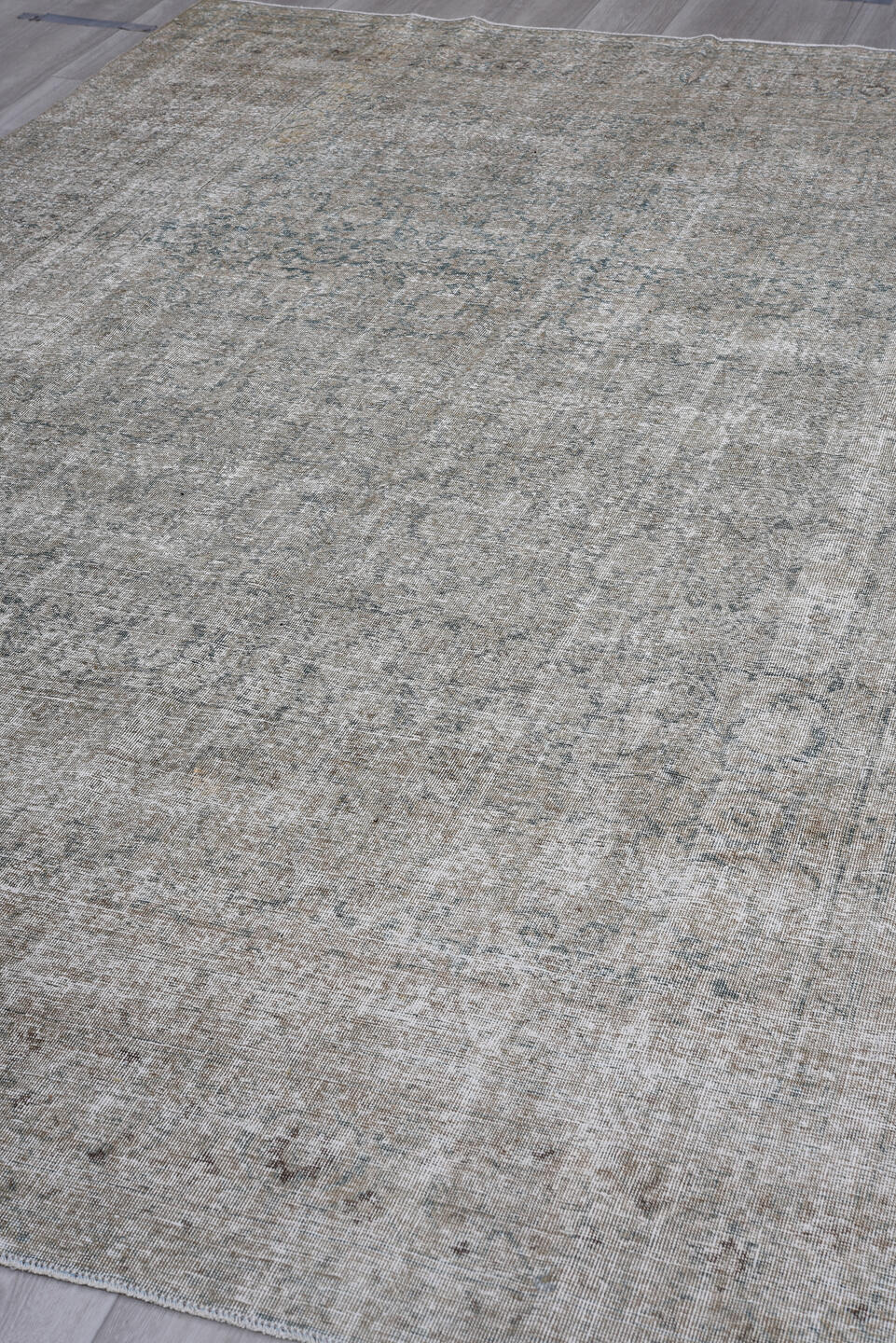 7' x 11' one-of-a-kind handmade vintage Tabriz large size rug. Color palette: black, blue, charcoal, dark gray, dim gray