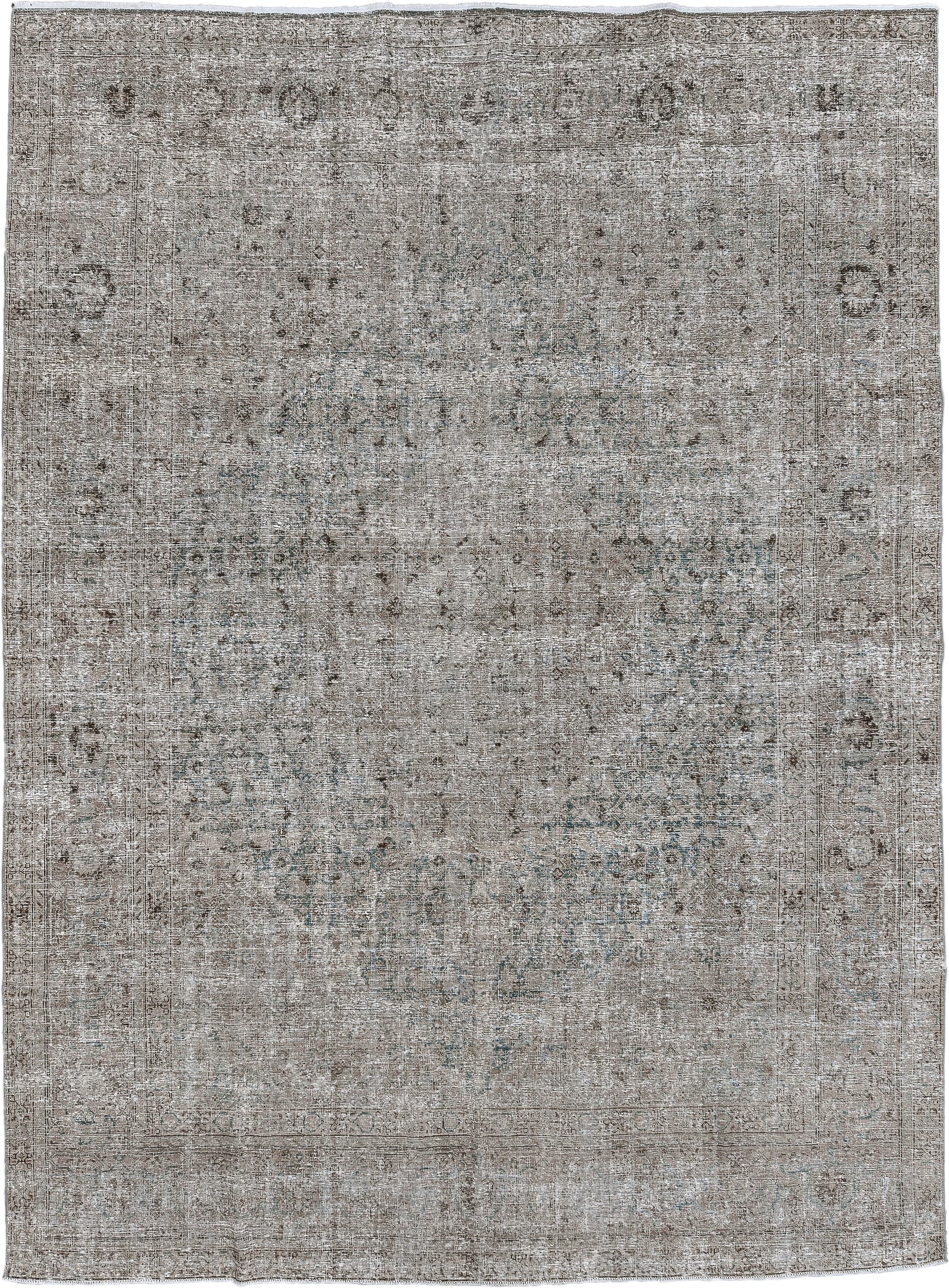 8' x 11' one-of-a-kind handmade antique Tabriz large size rug. Color palette: taupe, ivory, charcoal, pale blue, gray, beige