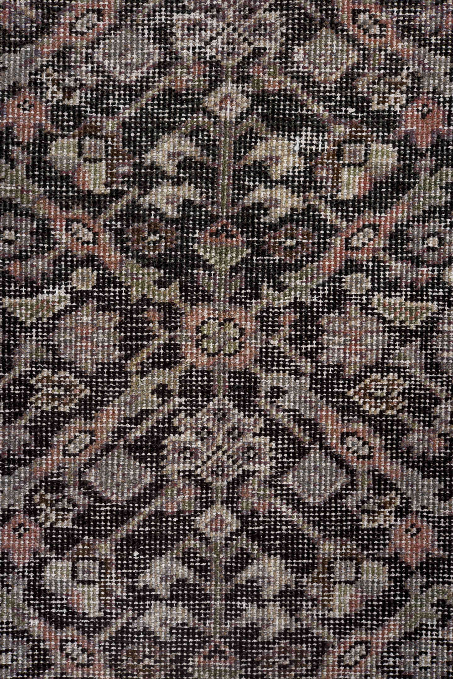 6' x 9' one-of-a-kind handmade antique Mahal medium size rug. Color palette: charcoal, taupe, ivory, rose, brown, gray