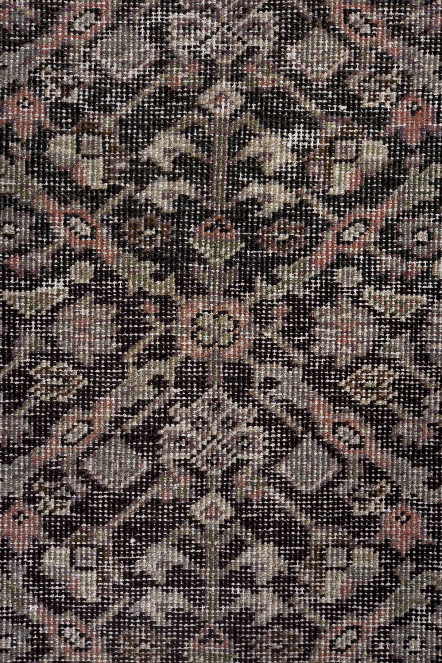6' x 9' one-of-a-kind handmade antique Mahal medium size rug. Color palette: charcoal, taupe, ivory, rose, brown, gray