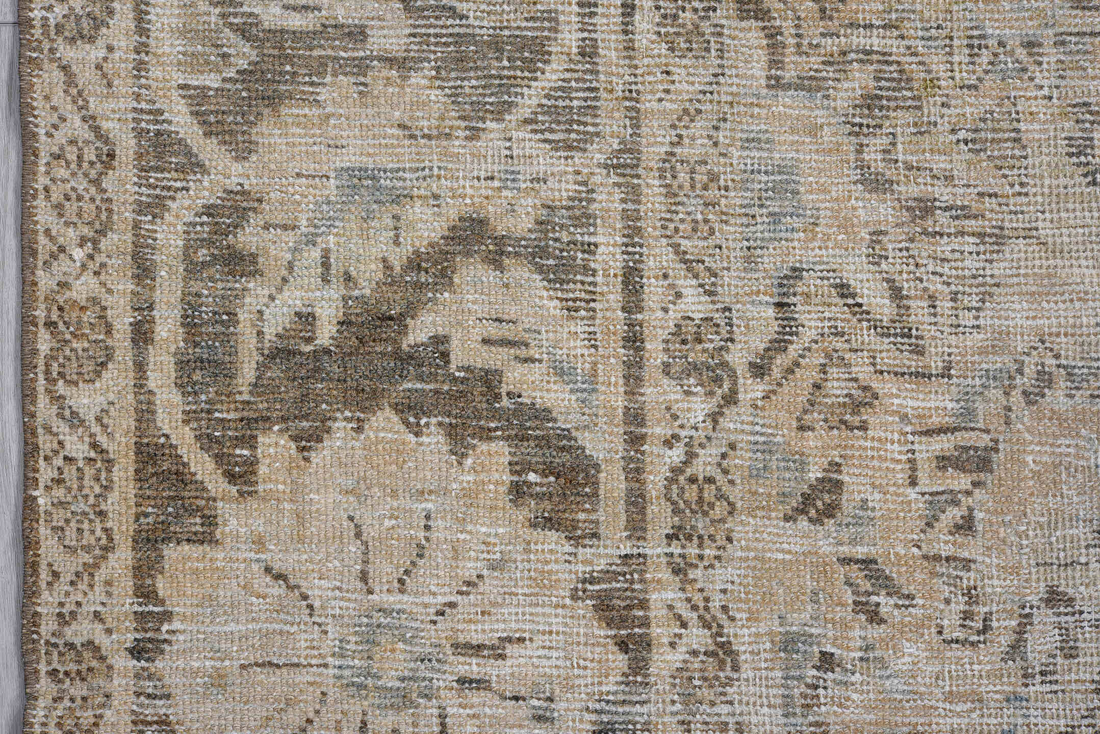 8' x 12' one-of-a-kind handmade antique Mahal large size rug. Color palette: ivory, taupe, gray, pale blue, beige, charcoal