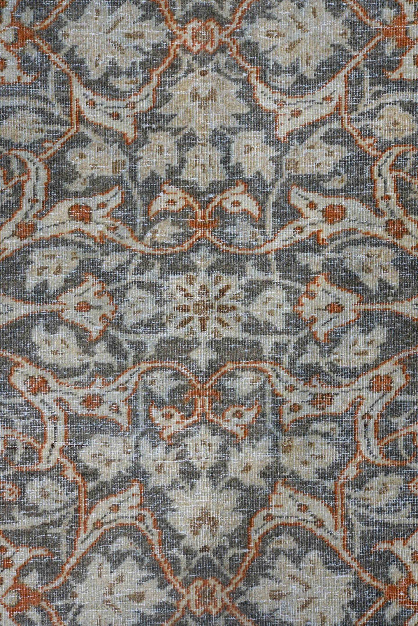 7' x 11' one-of-a-kind handmade antique Tabriz large size rug. Color palette: ivory, blue, taupe, rust, slate, camel, beige
