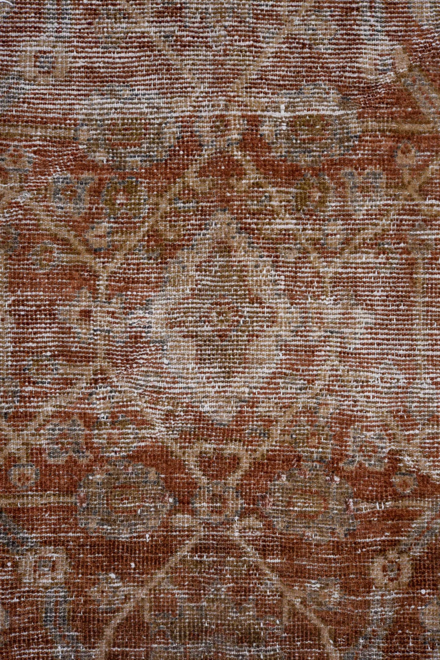 9' x 12' one-of-a-kind handmade antique Mahal large size rug. Color palette: ivory, rust, taupe, camel, terra cotta, beige