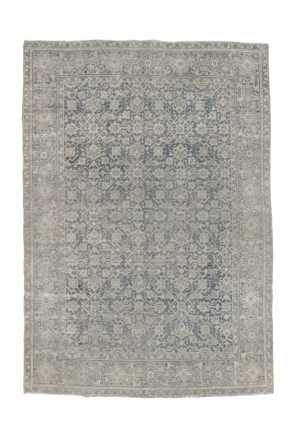 5' x 7' one-of-a-kind handmade antique Tabriz rug. Color palette: ivory, slate, taupe, gray, beige
