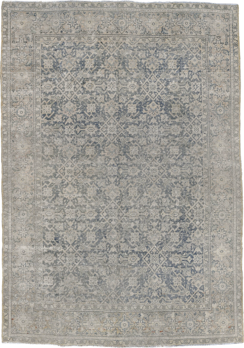 5' x 7' one-of-a-kind handmade antique Tabriz rug. Color palette: ivory, slate, taupe, gray, beige