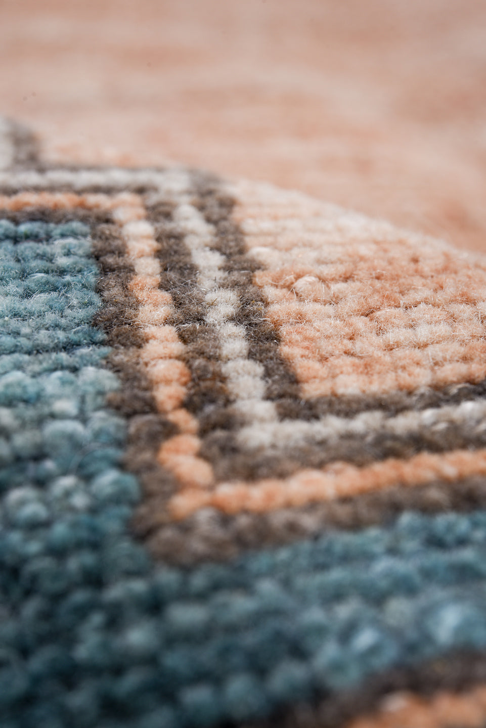 2' x 3' one-of-a-kind handmade vintage Oushak small size rug. Color palette: blue, brown, dark gray, fiord, gray, light blue