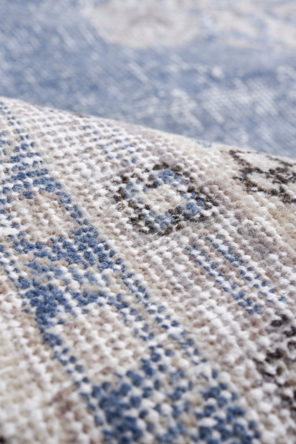 7' x 12' one-of-a-kind handmade antique Sparta large size rug. Color palette: light blue, ivory, gray, taupe, slate, beige