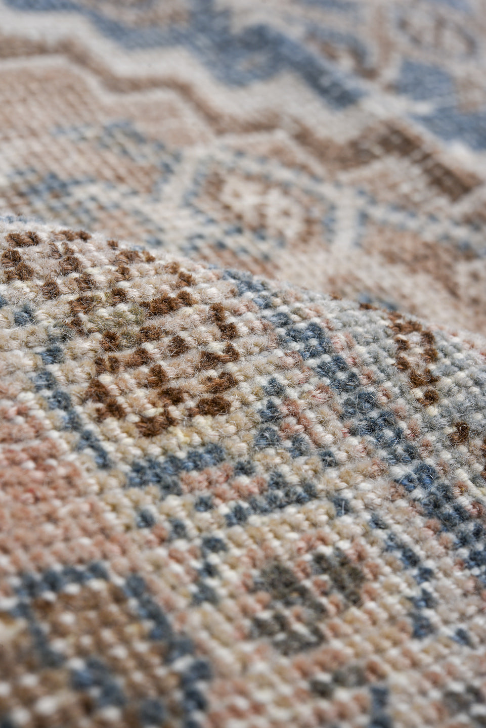 10' x 13' one-of-a-kind handmade antique Mahal large size rug. Color palette: blue, ivory, rose, taupe, slate, dusty pink