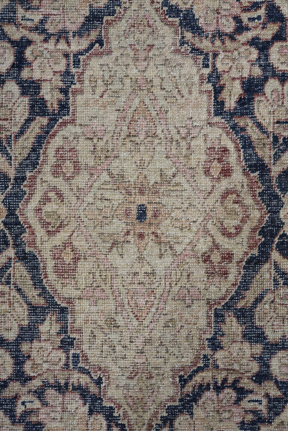 8' x 10' one-of-a-kind handmade vintage Tabriz large size rug. Color palette: ivory, blush, navy, dusty rose, beige, slate