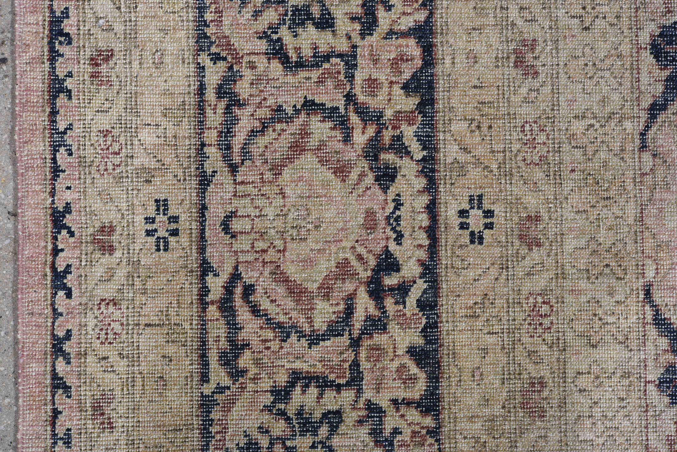 8' x 10' one-of-a-kind handmade vintage Tabriz large size rug. Color palette: ivory, blush, navy, dusty rose, beige, slate