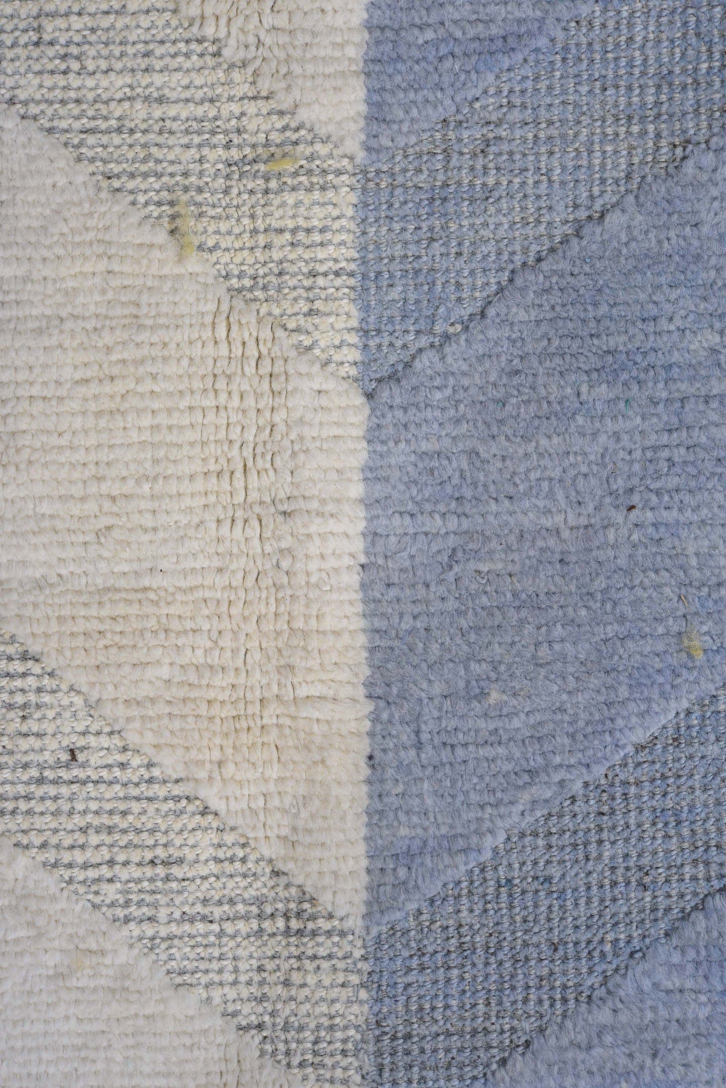 6' x 10' one-of-a-kind handmade vintage Tulu large size rug. Color palette: ivory, pale blue, gray, gold, slate, light blue
