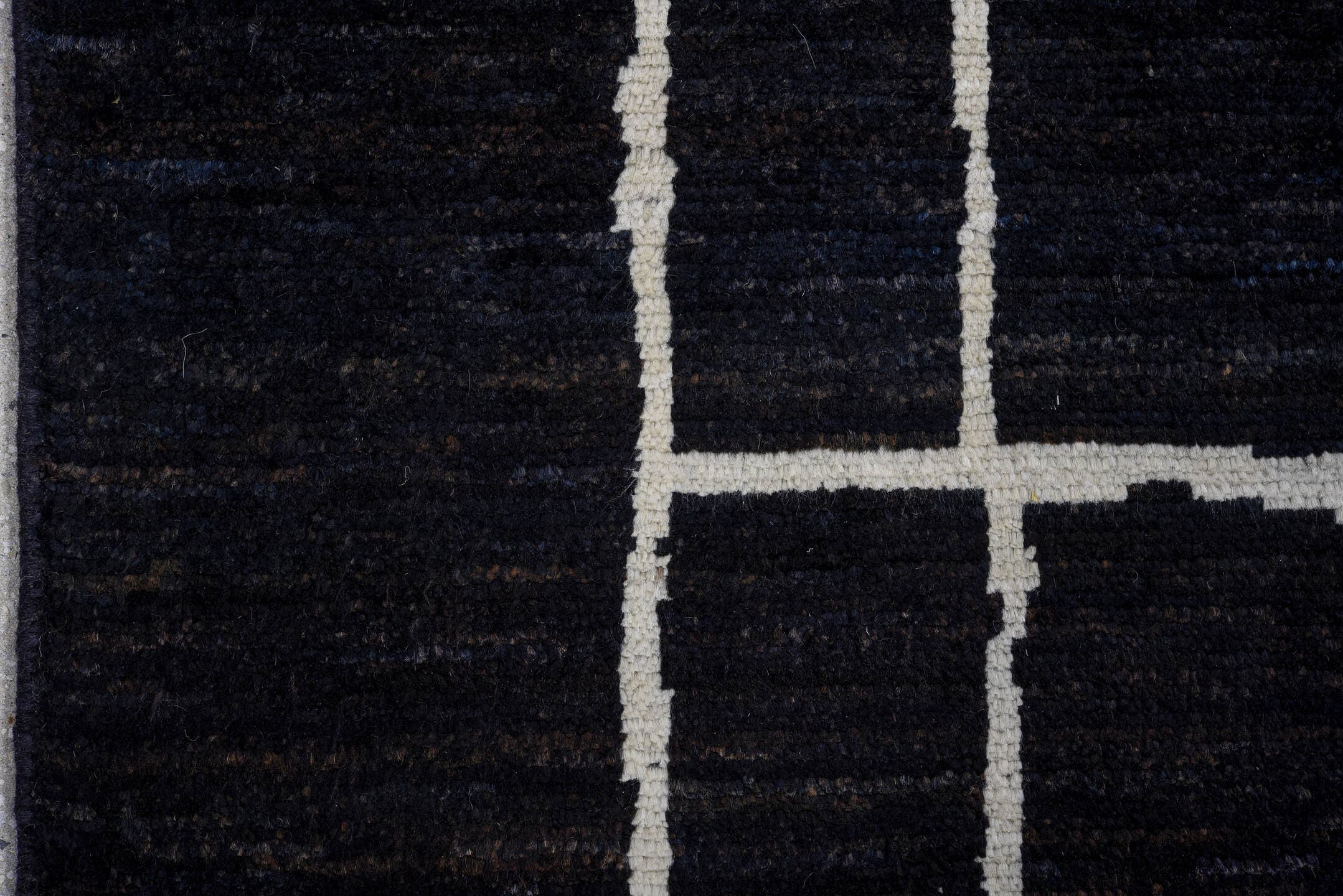 4' x 6' one-of-a-kind handmade vintage Tulu small size rug. Color palette: black, ivory