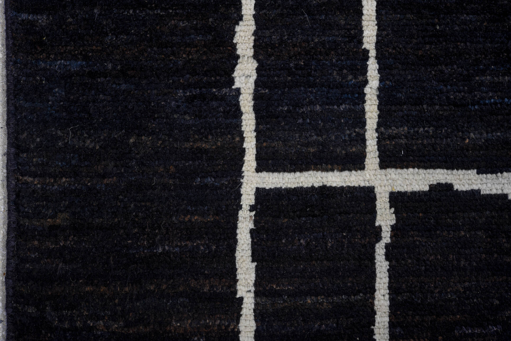 4' x 6' one-of-a-kind handmade vintage Tulu small size rug. Color palette: black, ivory