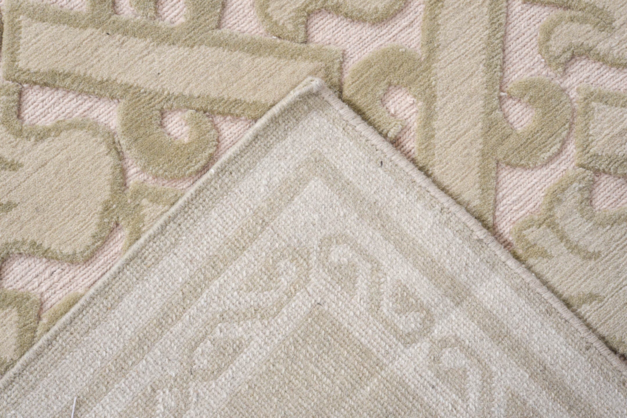 4' x 15' one-of-a-kind handmade handmade Contemporary runner rug. Color palette: ivory, taupe, beige, sand, gray