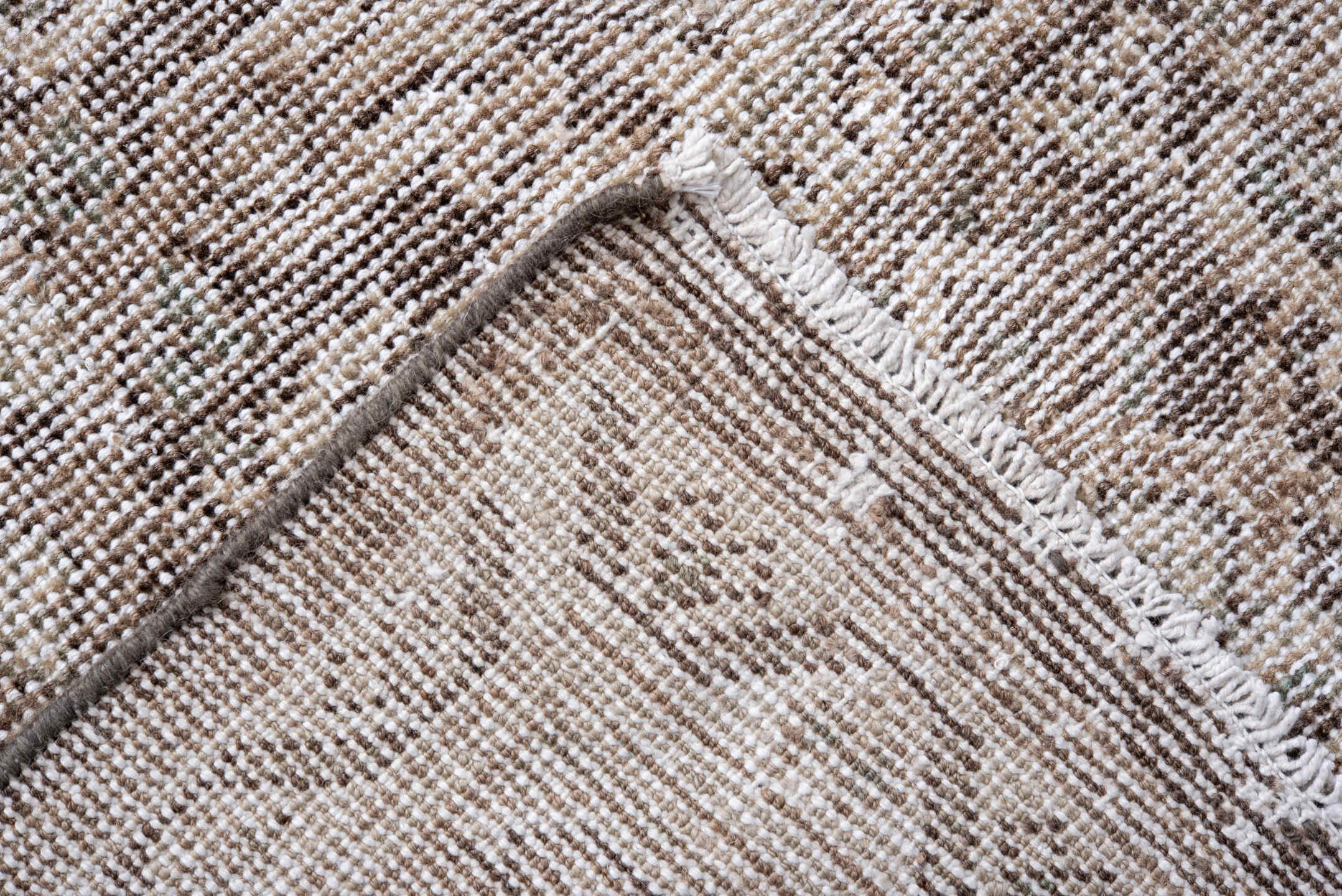 7' x 11' one-of-a-kind handmade antique Mahal large size rug. Color palette: taupe, ivory, beige, brown, greige, gray