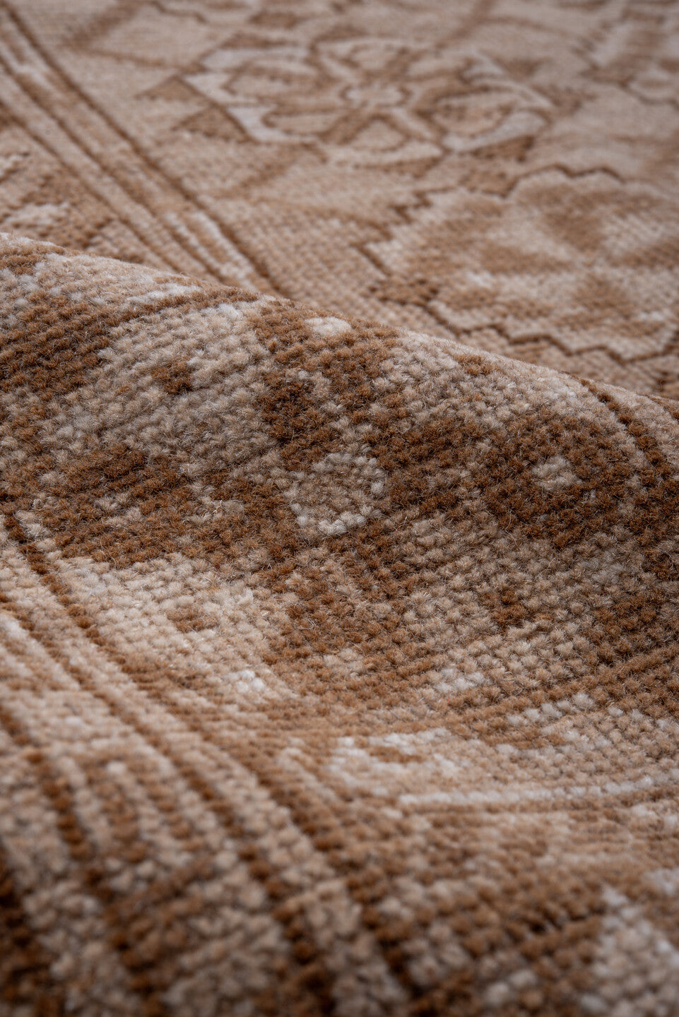 8' x 10' one-of-a-kind handmade vintage Afghan large size rug. Color palette: brown, gray, light gray, off-white, pink