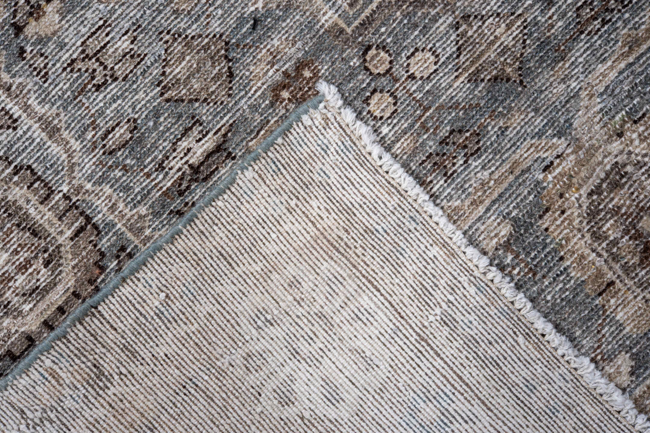 4' x 6' one-of-a-kind handmade vintage Malayer small size rug. Color palette: ivory, taupe, light blue, brown, beige, slate