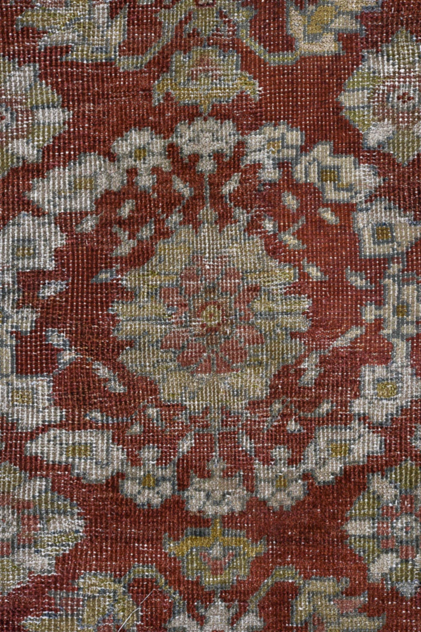 12' x 17' one-of-a-kind handmade vintage Sultanabad oversize rug. Color palette: rust, pale blue, ivory, taupe, sage, camel