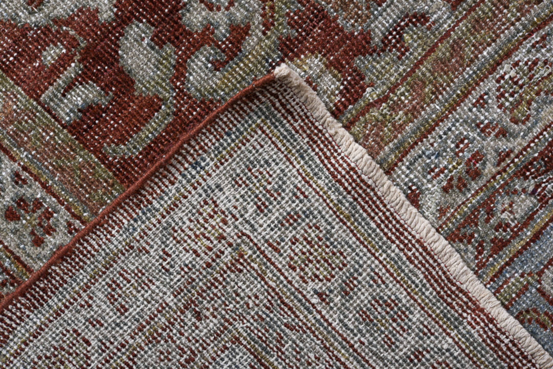 12' x 17' one-of-a-kind handmade vintage Sultanabad oversize rug. Color palette: rust, pale blue, ivory, taupe, sage, camel
