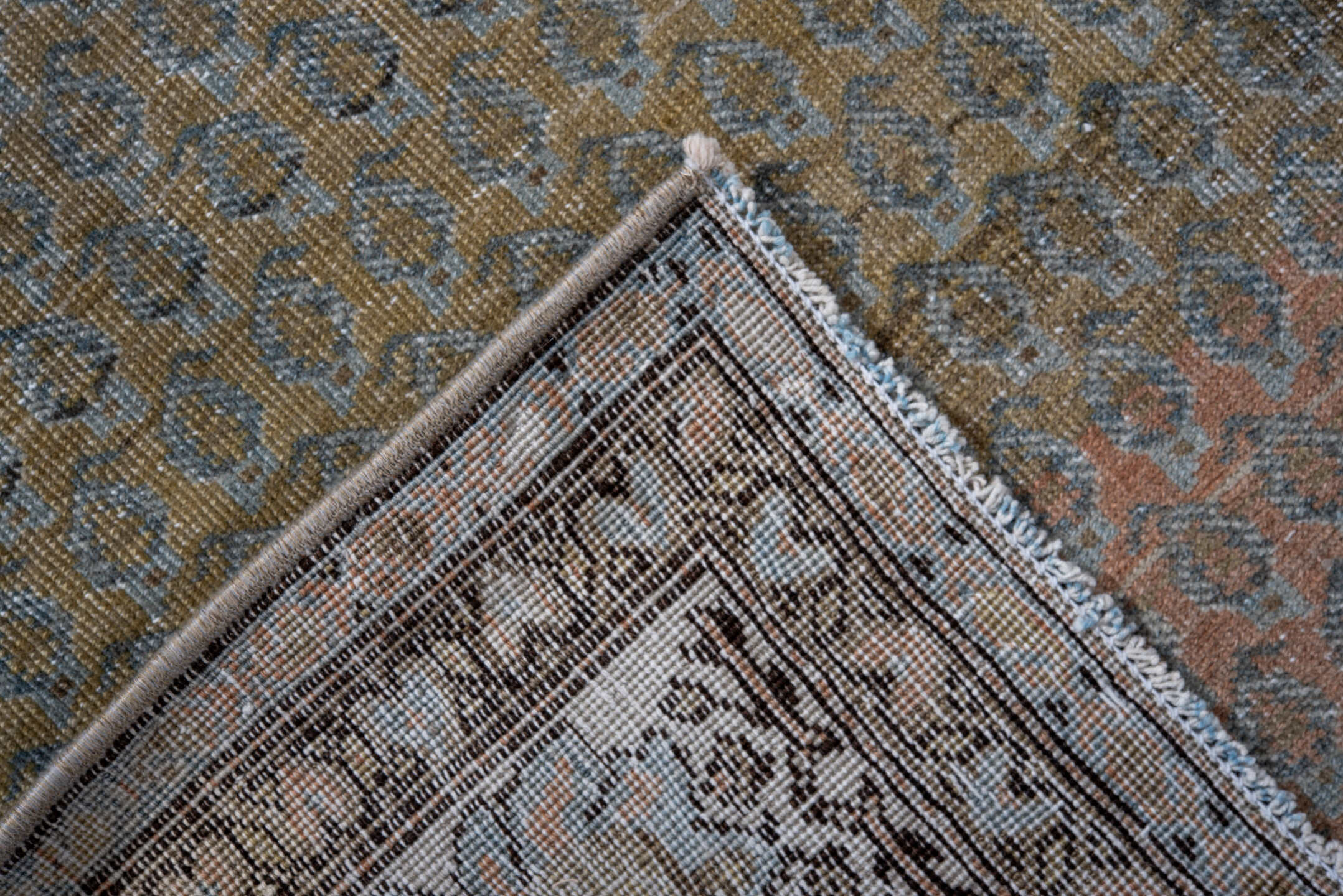 4' x 6' one-of-a-kind handmade vintage Tabriz small size rug. Color palette: black, blue, charcoal, dark gray, dim gray