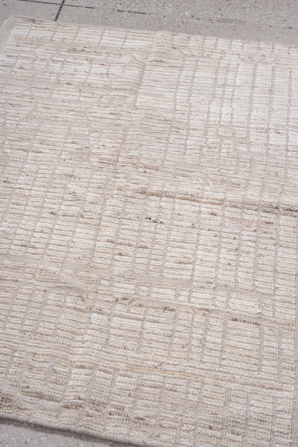 3' x 4' one-of-a-kind handmade vintage Tulu small size rug. Color palette: brown, dark gray, gainsboro, gray, light gray