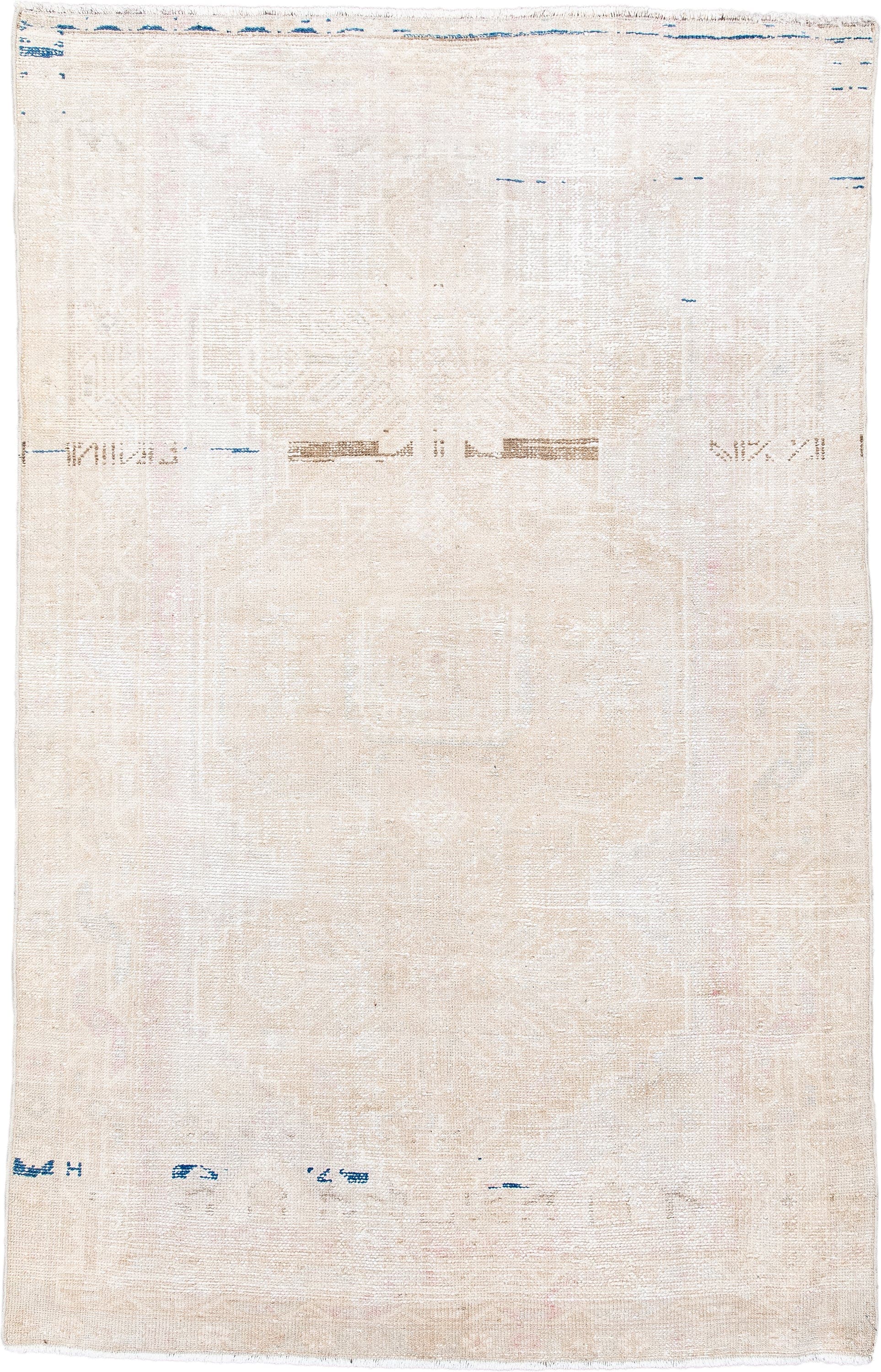 4' x 6' one-of-a-kind handmade antique Hamadan small size rug. Color palette: ivory, cream, beige, taupe, faint rose