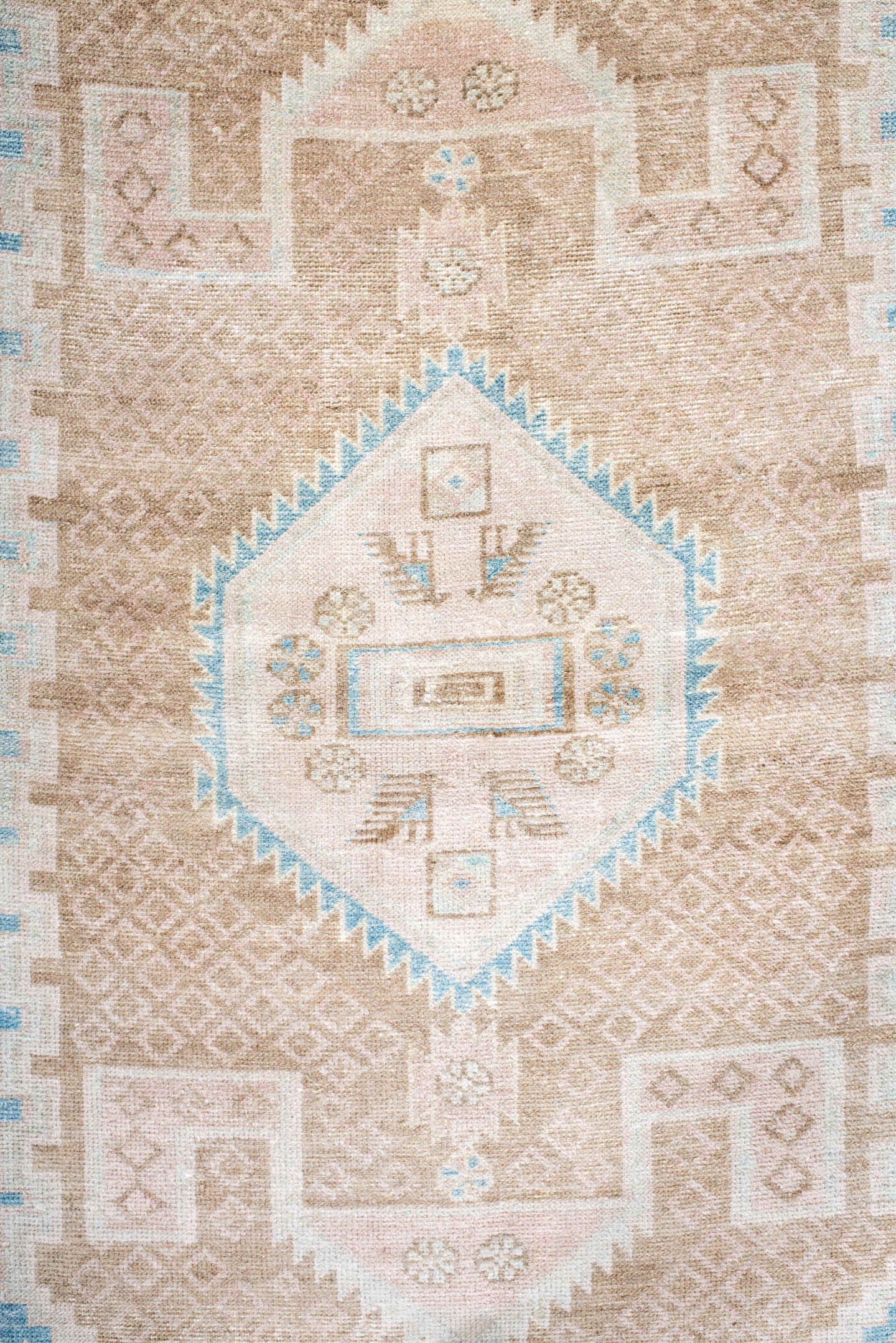 4' x 6' one-of-a-kind handmade antique Hamadan small size rug. Color palette: ivory, sky_blue, beige, taupe, camel