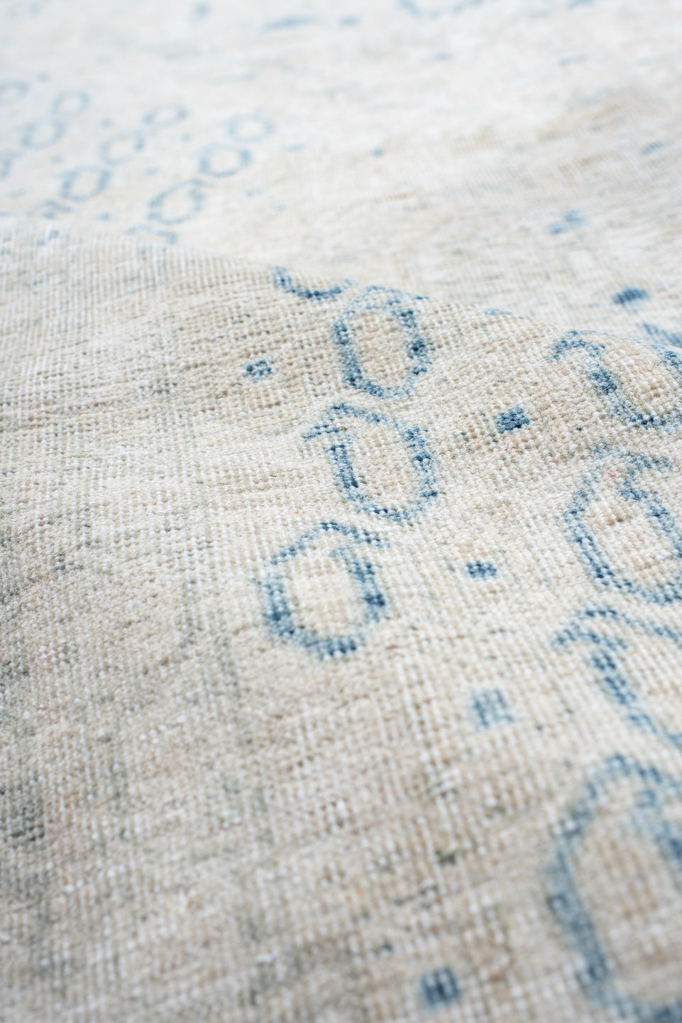 5' x 6' one-of-a-kind handmade antique Afshar rug. Color palette: ivory, sky blue, beige, cream, taupe, light blue, gray