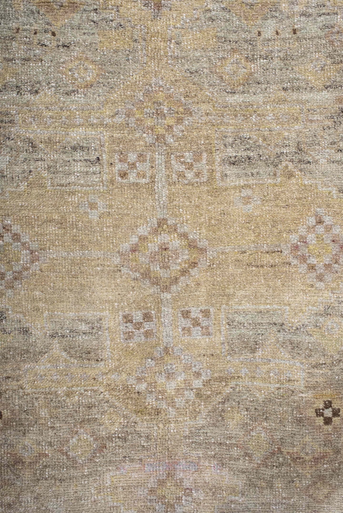 4' x 10' one-of-a-kind handmade antique Sarab runner rug. Color palette: ivory, camel, taupe, rose, charcoal, sage, tan