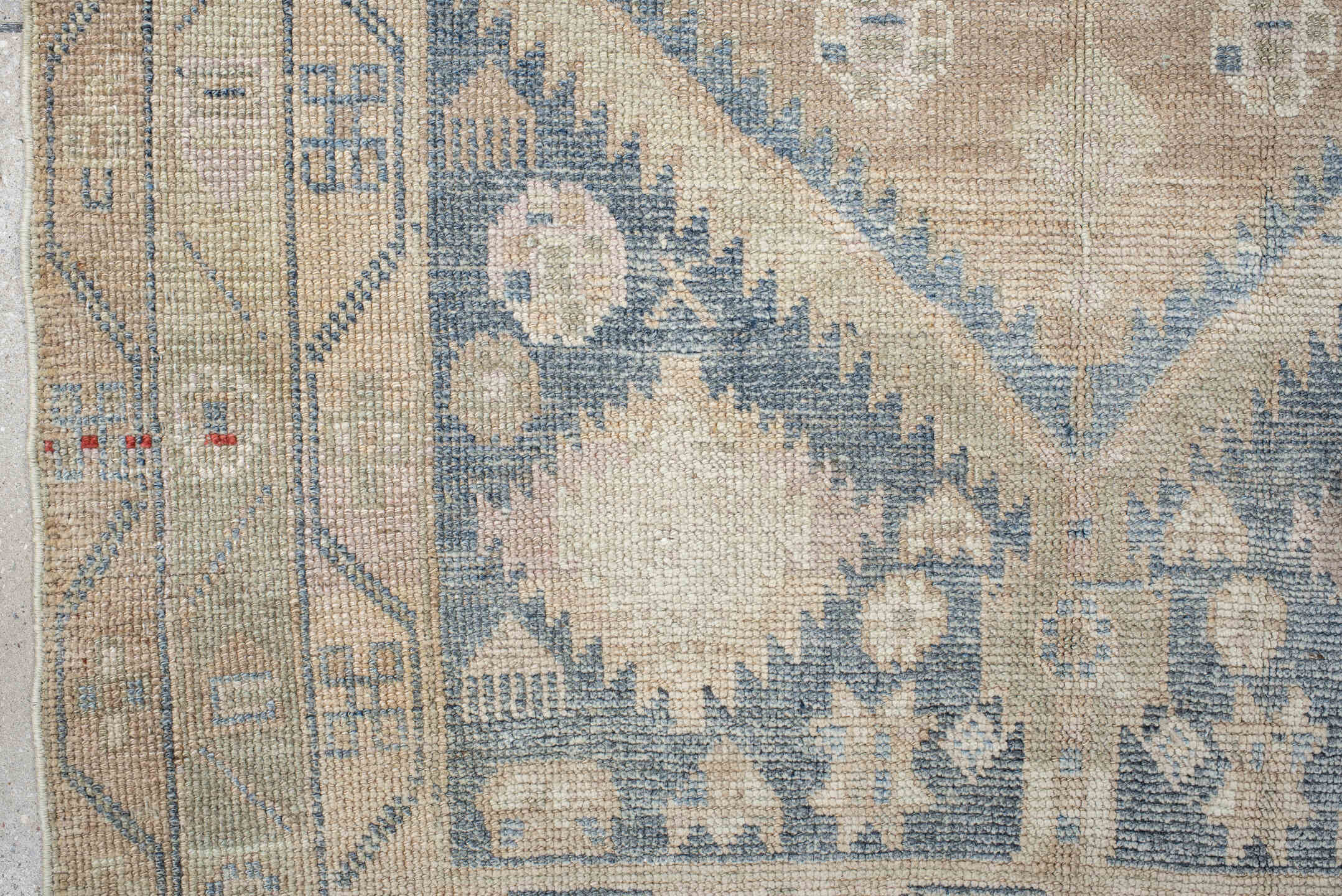 4' x 7' one-of-a-kind handmade antique Meshkin rug. Color palette: camel, ivory, pale blue, beige, taupe, light blue, gray