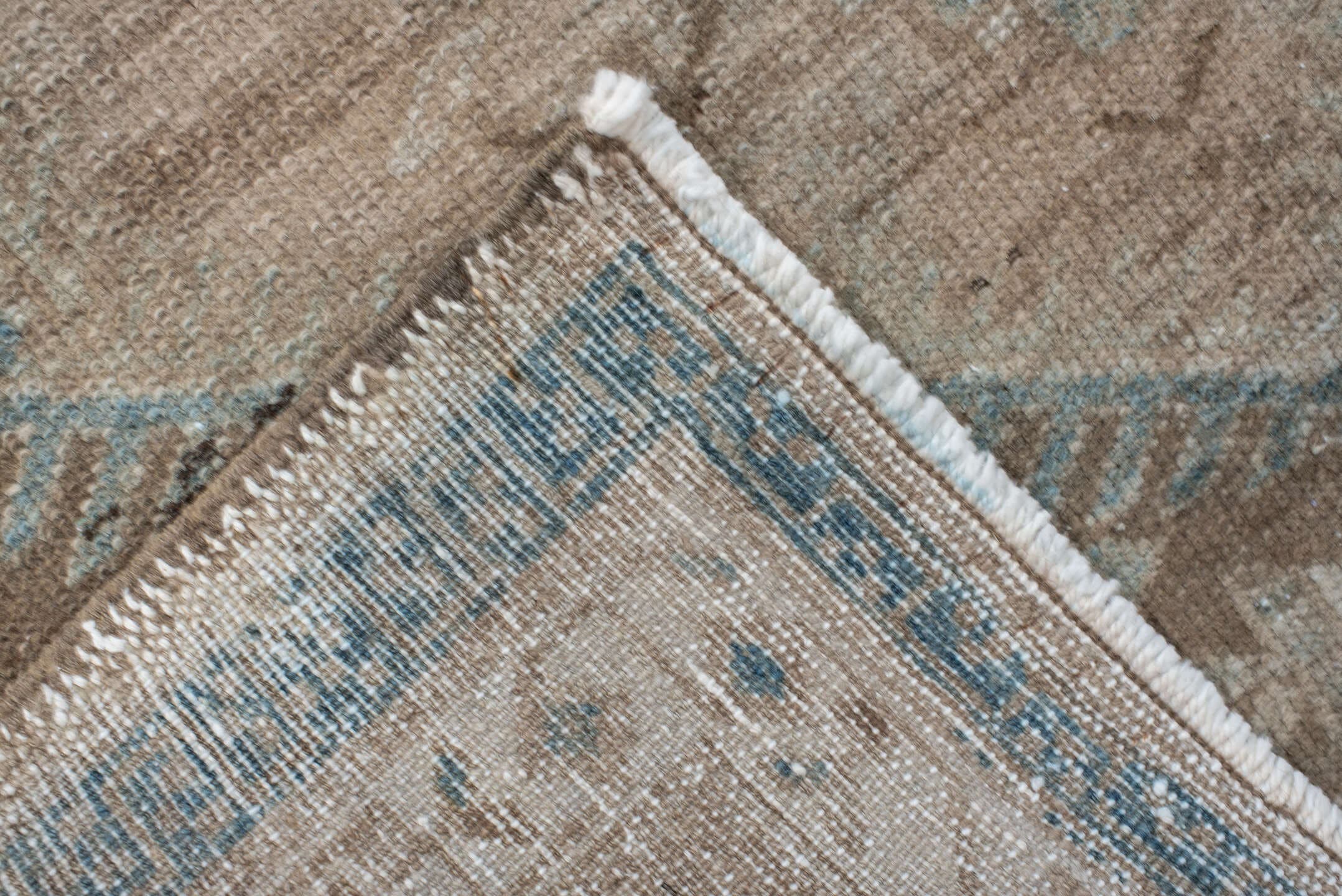 3' x 10' one-of-a-kind handmade antique Malayer runner rug. Color palette: ivory, sky blue, taupe, brown, beige, light blue