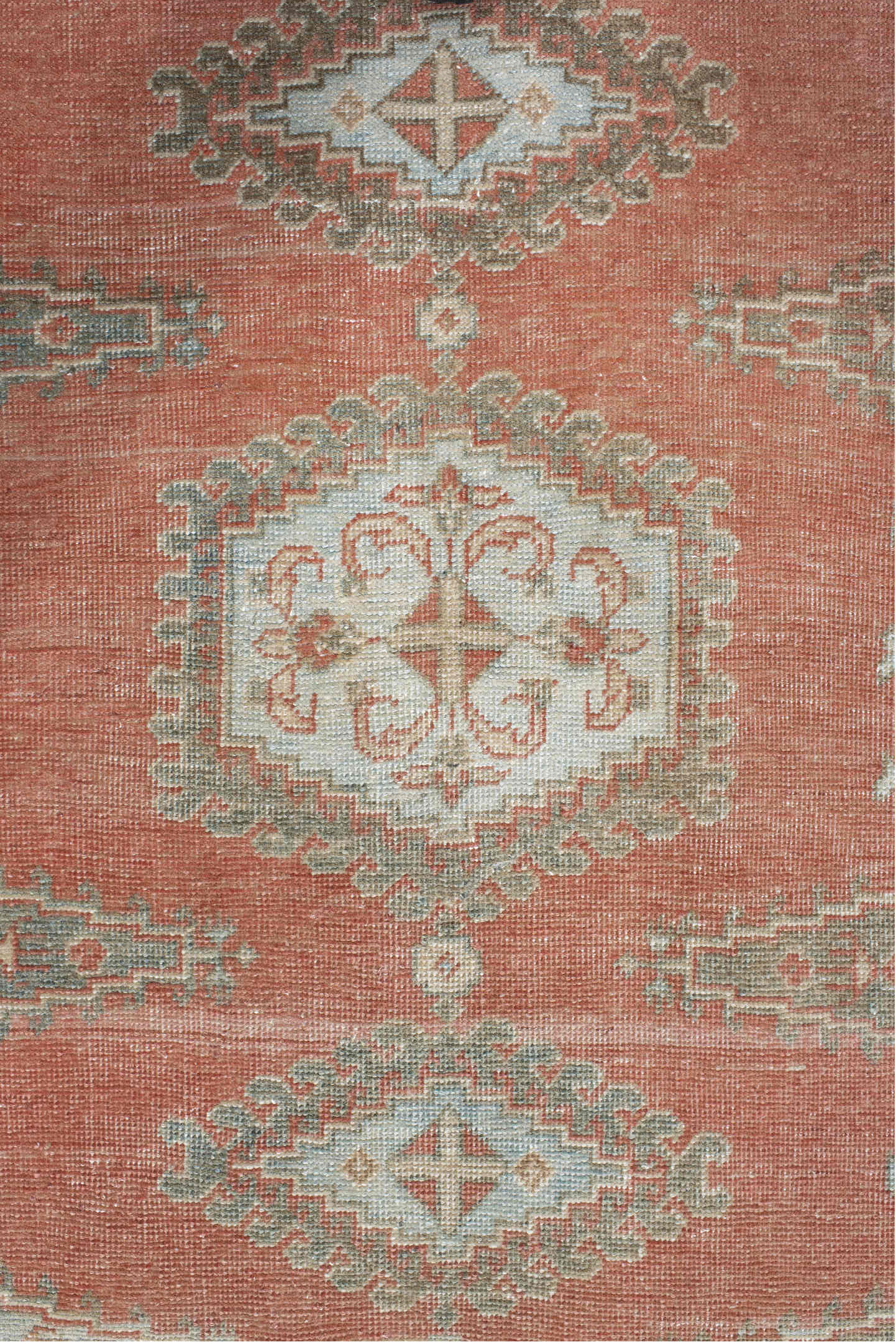 3' x 11' one-of-a-kind handmade vintage Veece runner rug. Color palette: brown, dark gray, gray, light blue, light gray