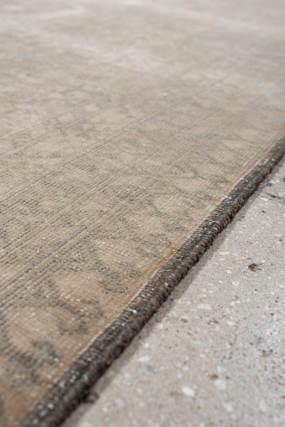 6' x 9' one-of-a-kind handmade antique Afghan medium size rug. Color palette: ivory, taupe, gray, beige, camel