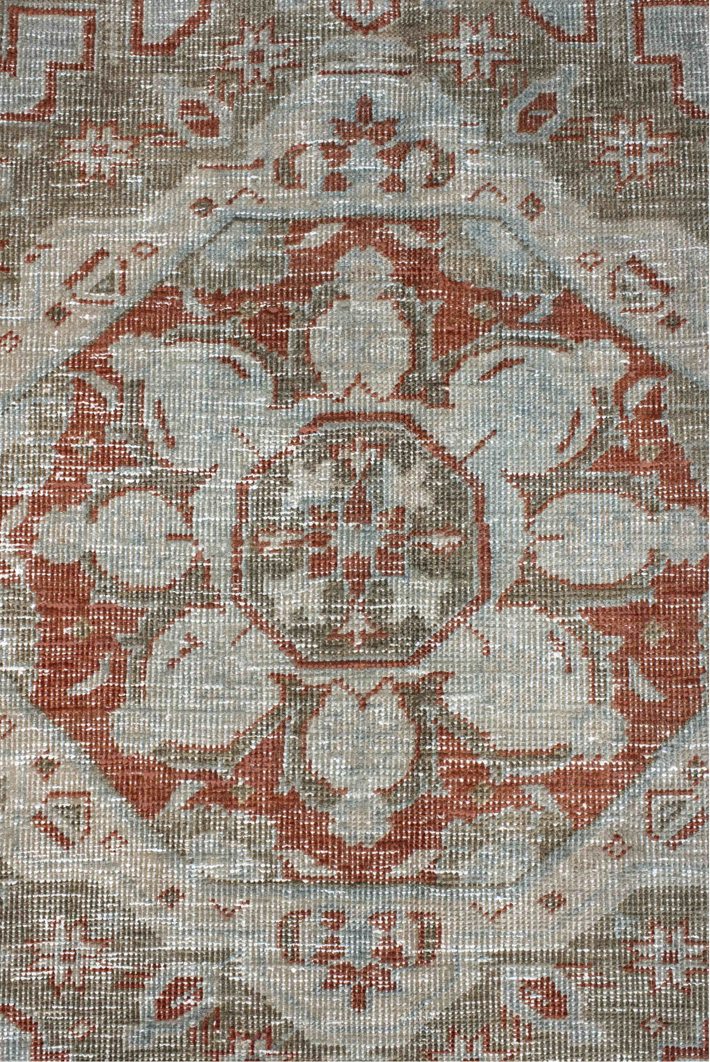 8' x 11' one-of-a-kind handmade vintage Veece large size rug. Color palette: brown, gainsboro, gray, light gray, off-white