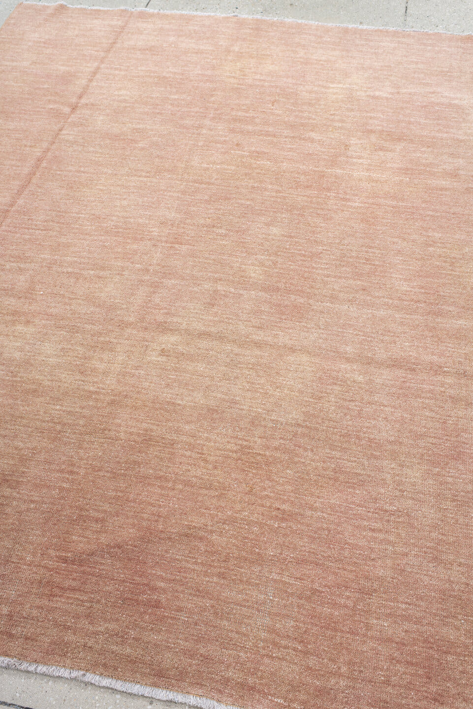 5' x 7' one-of-a-kind handmade vintage Gabbe rug. Color palette: blush, rose, ivory, taupe, pink, red, beige, gray